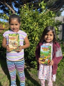 Image of little girls with adventure bible books